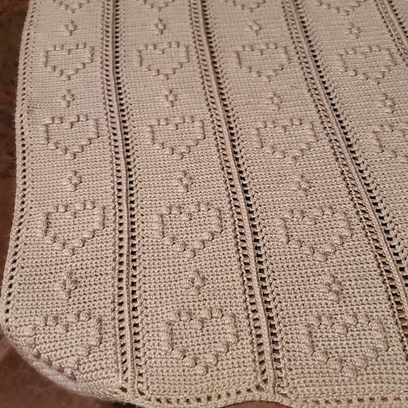Handmade 45" Cream Heart Throw or Blanket - Picture 2 of 5